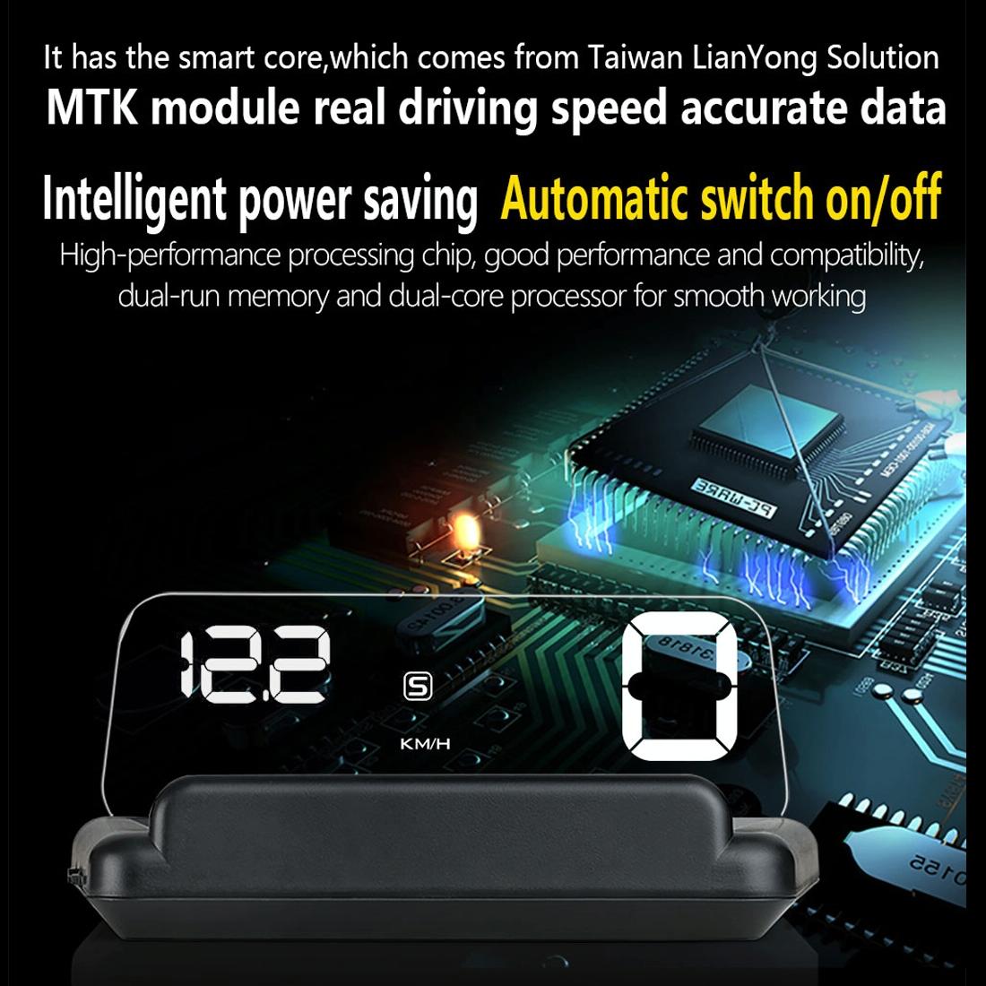 Virtual Hd Reflection Board Car Gps Hud Speed & Distance Display Over / Under Speed & Voltage Alarm Fatigue Driving - Green 7