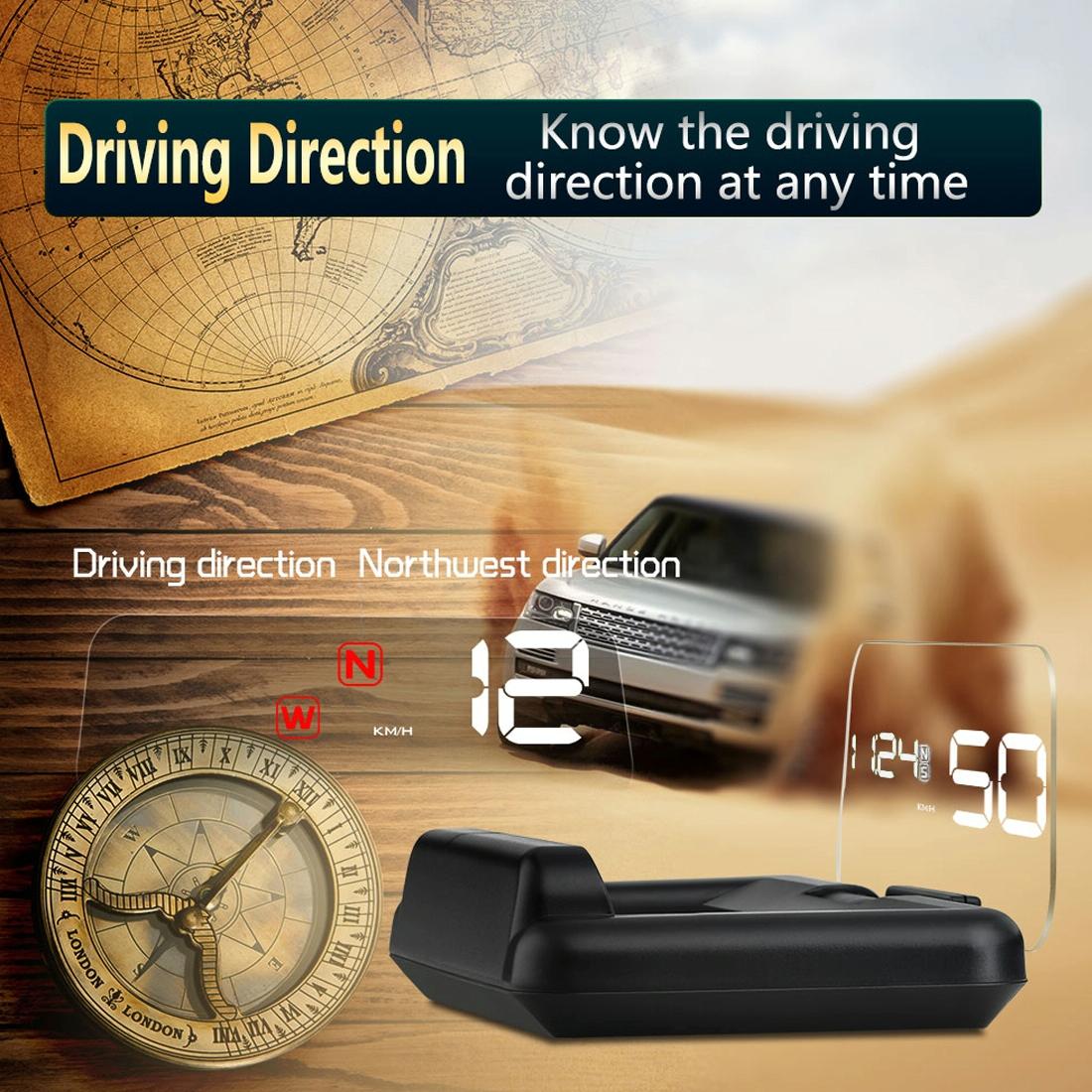 Virtual Hd Reflection Board Car Gps Hud Speed & Distance Display Over / Under Speed & Voltage Alarm Fatigue Driving - Green 8