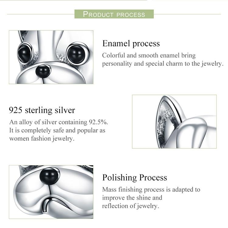 925 Sterling Silver Bulldog Bead Animal Series 5