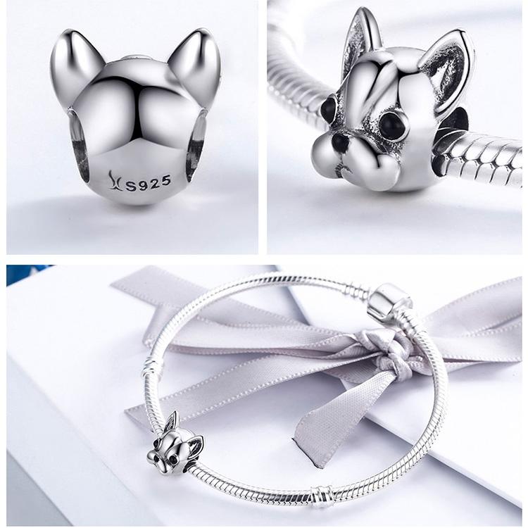 925 Sterling Silver Bulldog Bead Animal Series 6