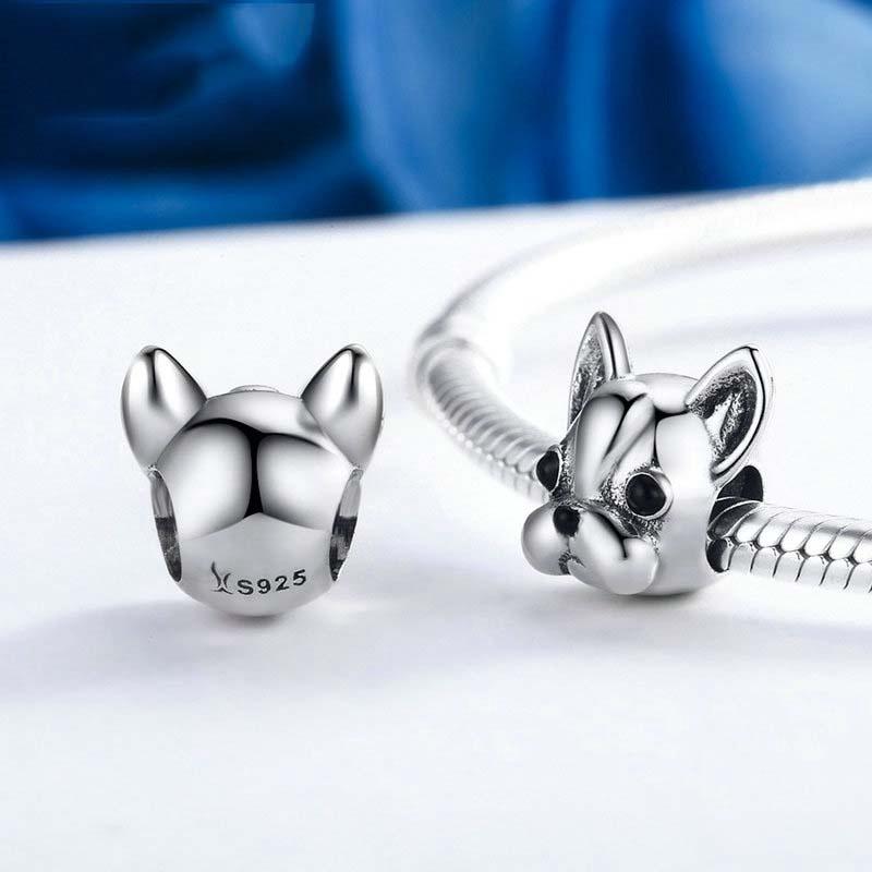 925 Sterling Silver Bulldog Bead Animal Series 7