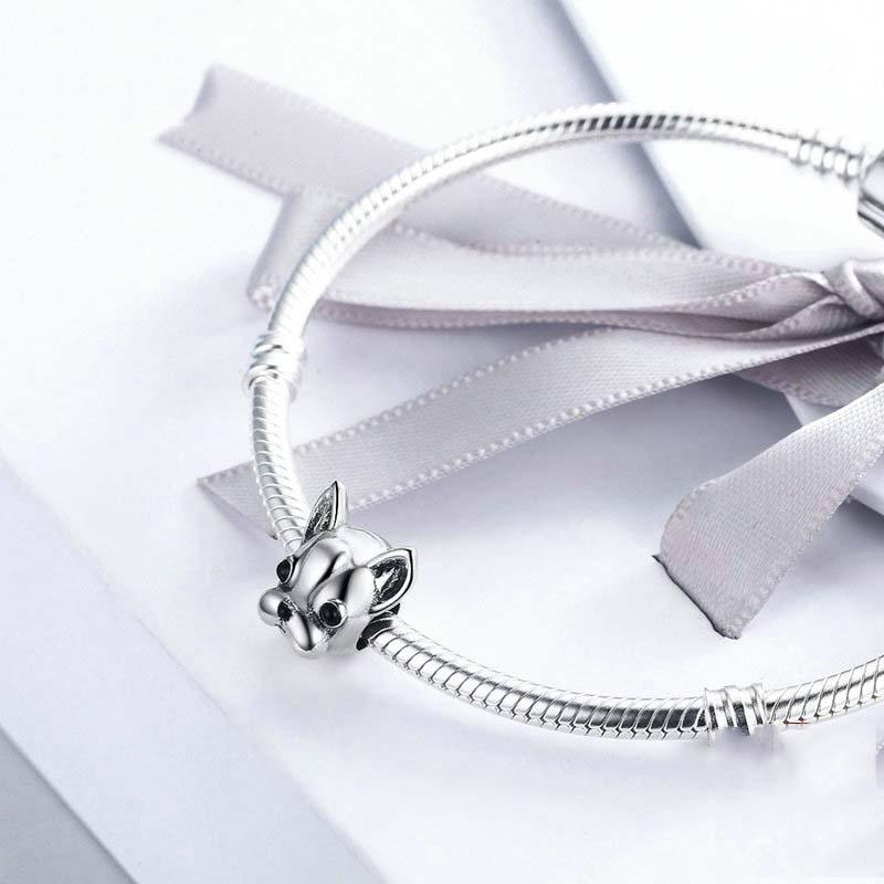925 Sterling Silver Bulldog Bead Animal Series 8