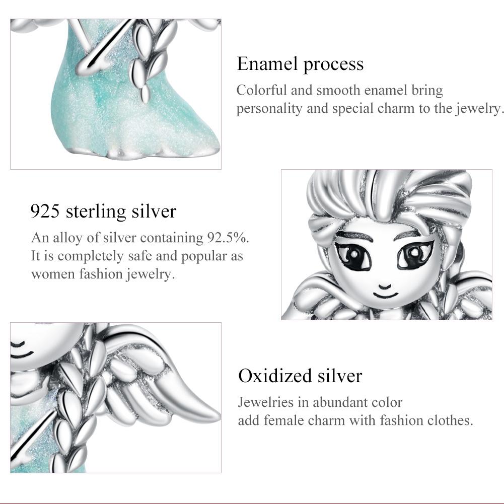 925 Sterling Silver Snowflake Elf Girl Beads For Diy Bracelets & Necklaces 6