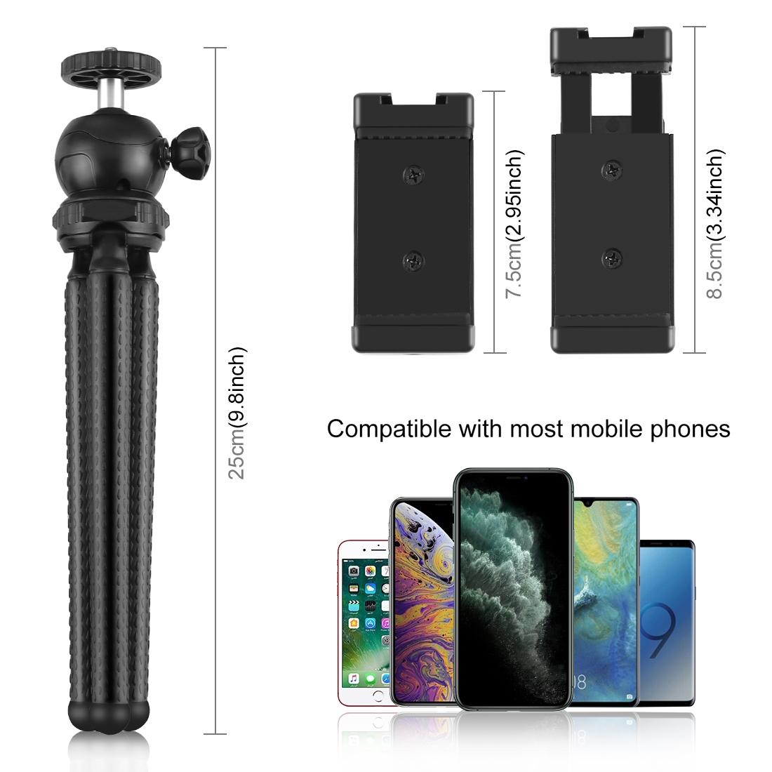 Flexible Mini Octopus Tripod with Ball Head and Phone Clamp 4