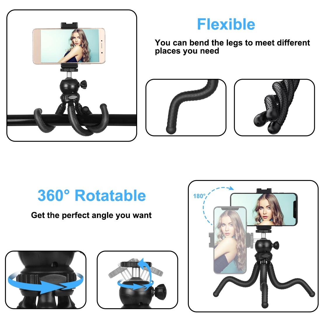 Flexible Mini Octopus Tripod with Ball Head and Phone Clamp 5