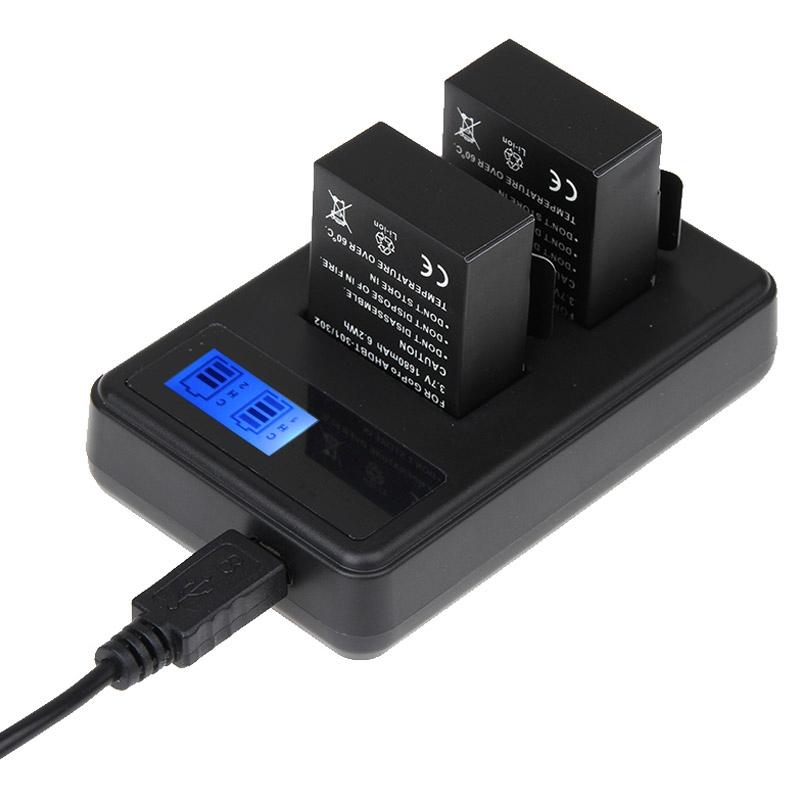 Lcd Screen Dual Battery Charger for Gopro Hero3 with Charging Capacity Display 3