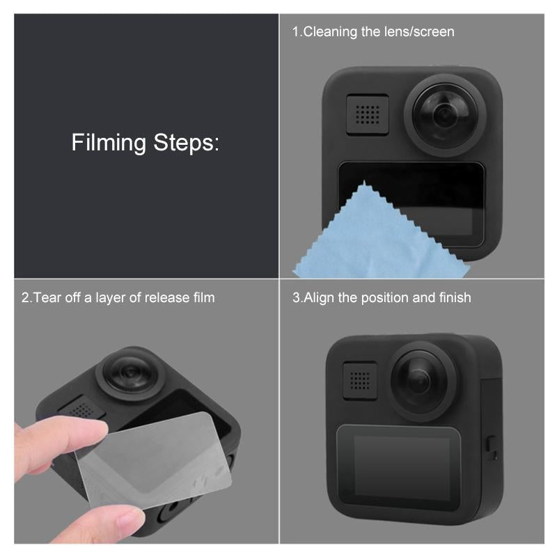 2-pack Tempered Glass Screen Protectors for Gopro Max Lcd Display 8