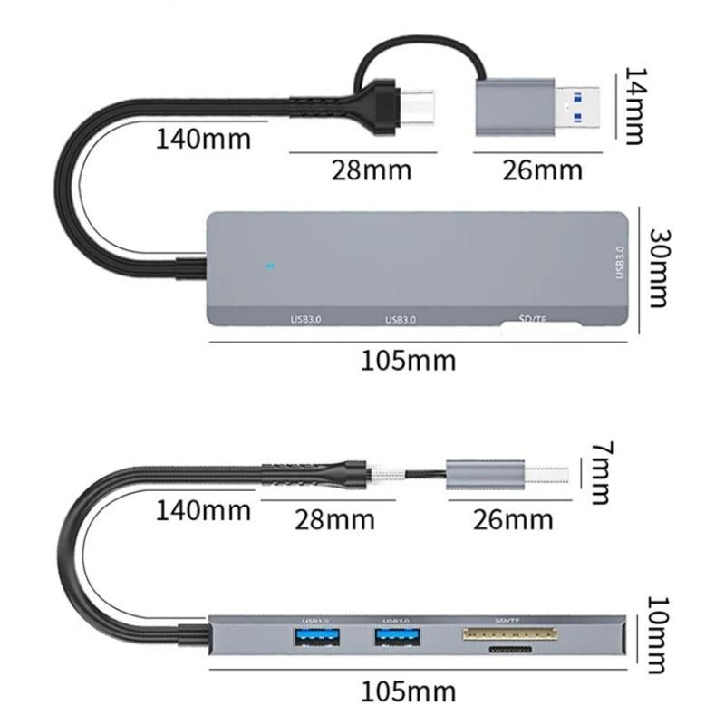 3-Port Usb Hub With Type-C & Sd / Tf Slots 8