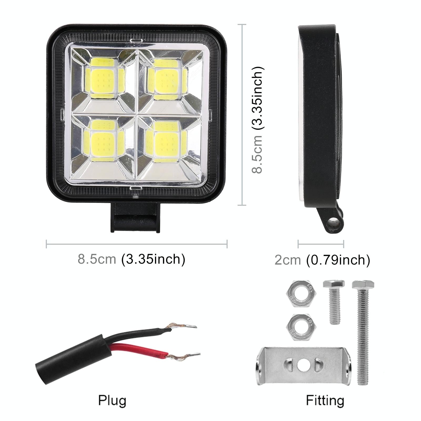 Car Square Work Light With 4 Cob Lamp Beads 3