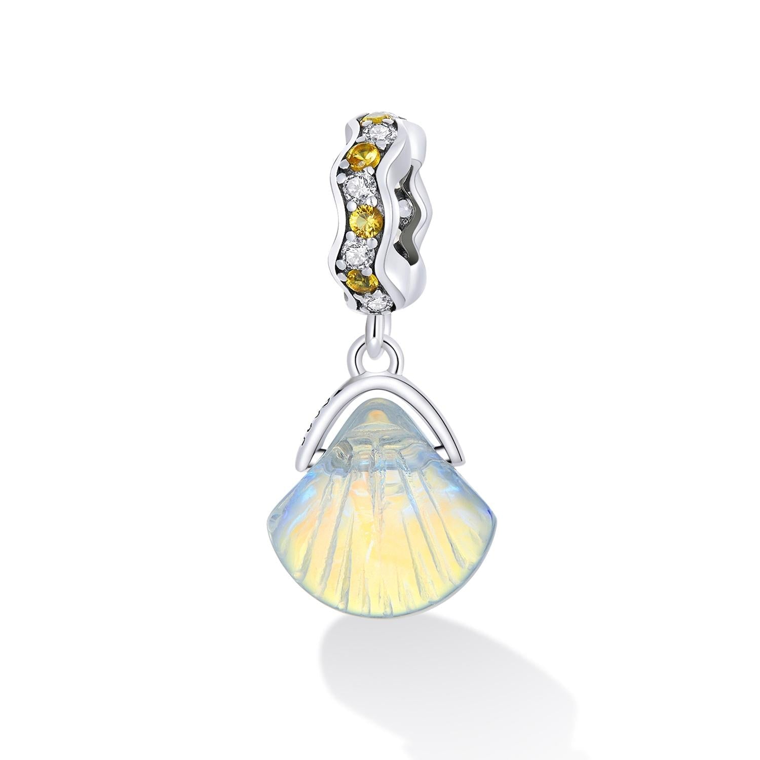 925 Sterling Silver Iridescent Shell Pendant For Diy Bracelet Or Necklace 3