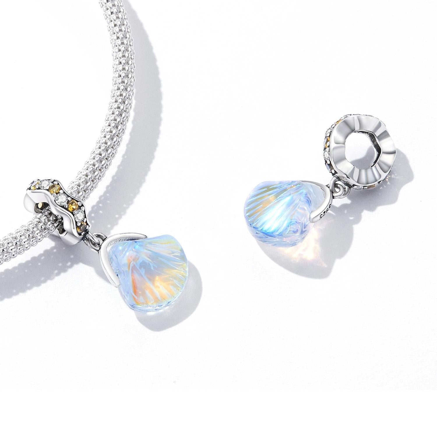 925 Sterling Silver Iridescent Shell Pendant For Diy Bracelet Or Necklace 6