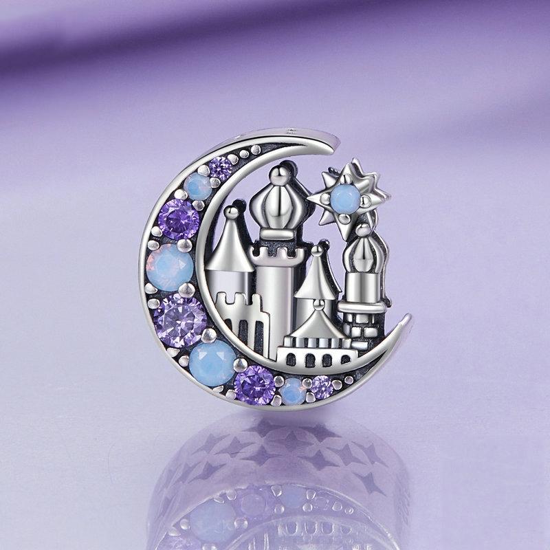 925 Sterling Silver Purple Moon Beaded Bracelet Accessory 3