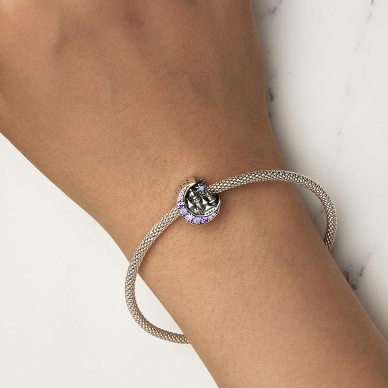 925 Sterling Silver Purple Moon Beaded Bracelet Accessory 9