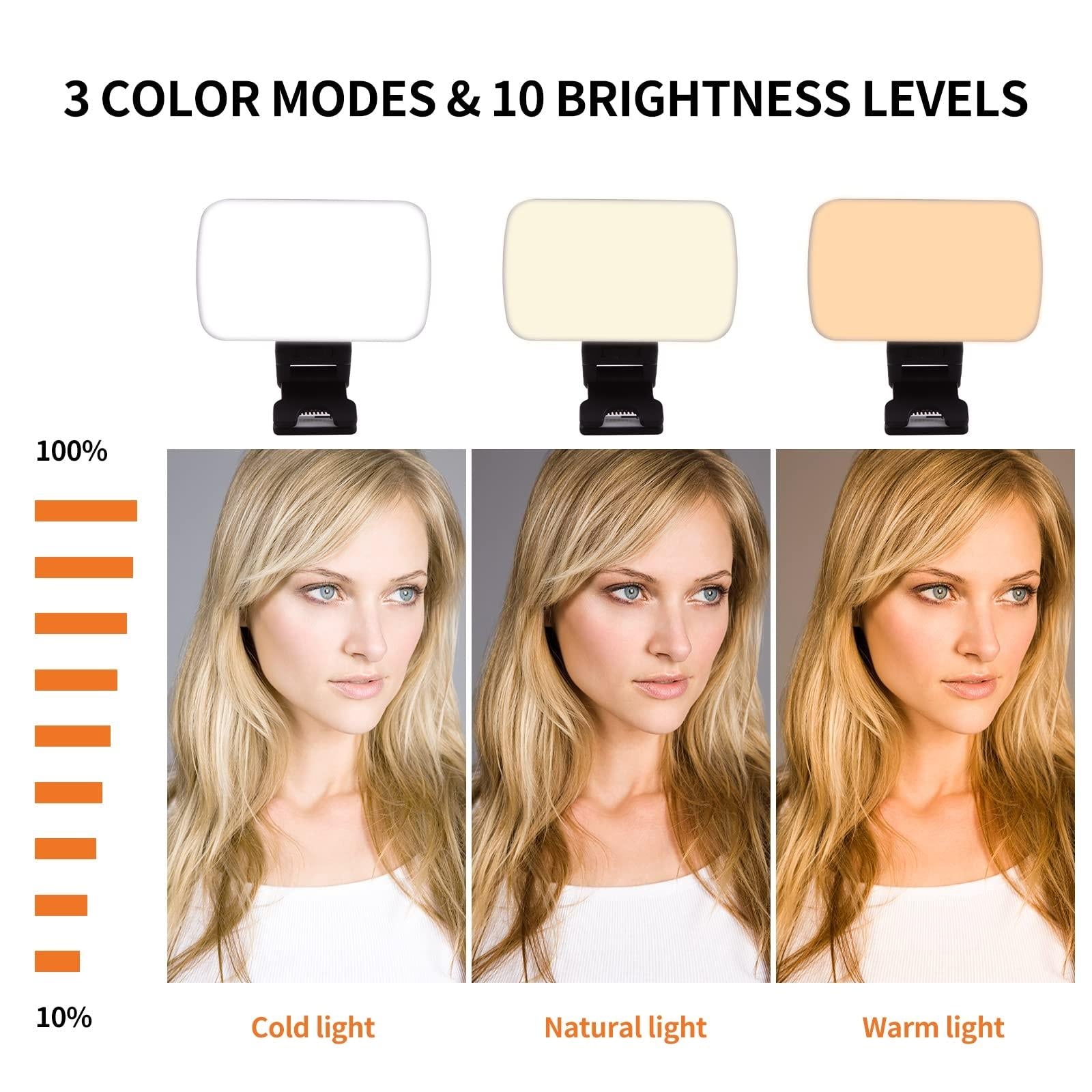 Rechargeable Video Conference Lighting - Three Colour Temperature Dimming 4