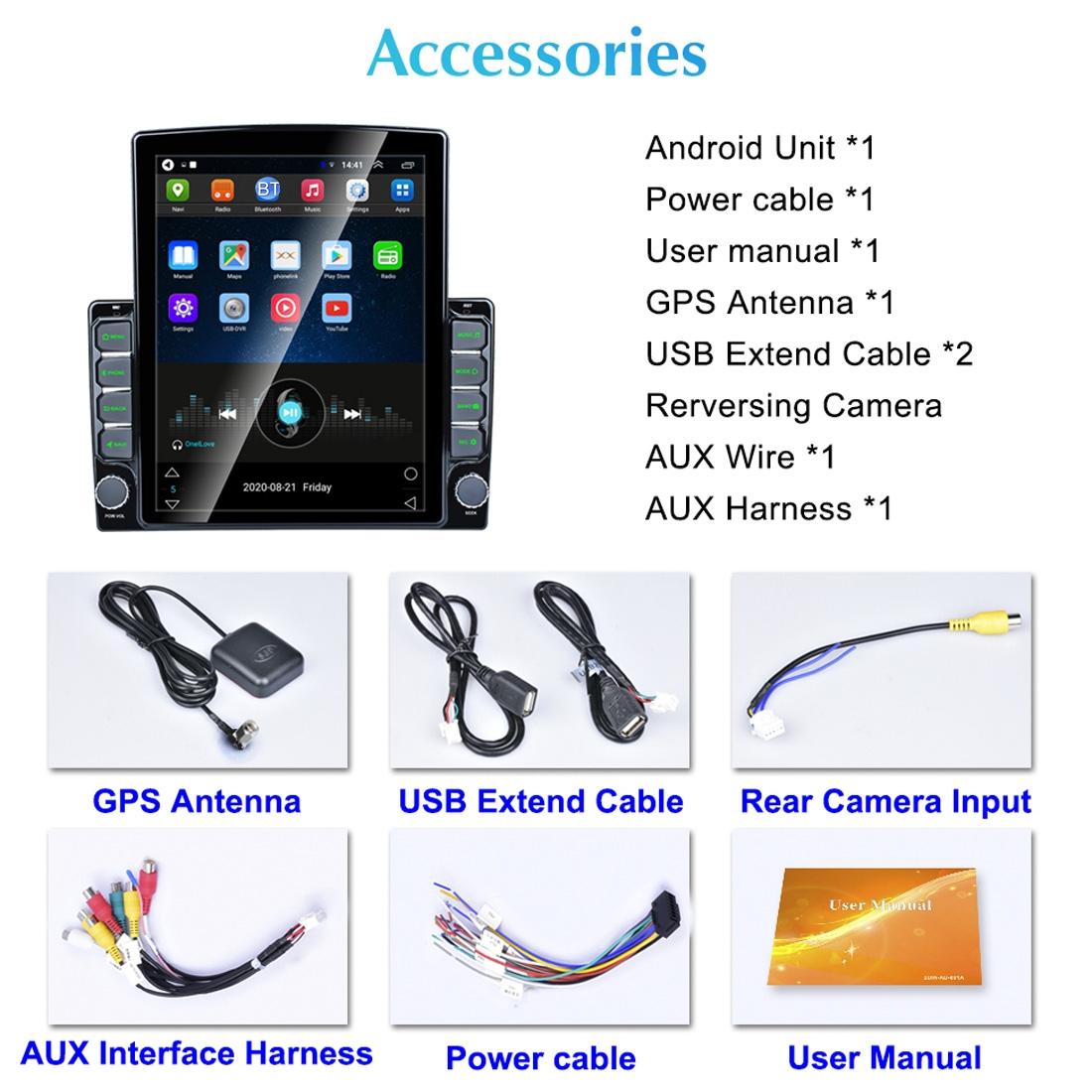 9.7 Inch Vertical Screen Car Android Mp5 Player - Phone Link Gps Fm Steering Wheel Control 8