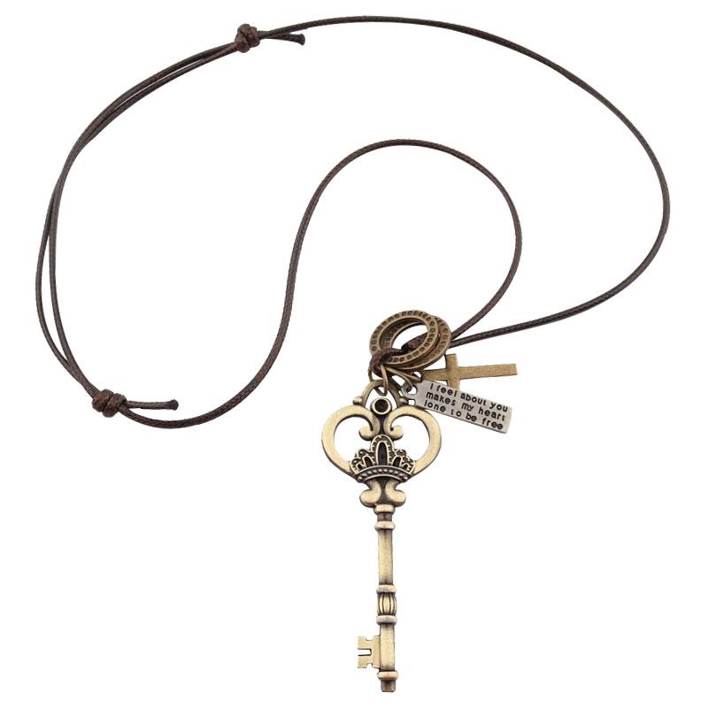 Vintage Crown Key Pendant Retro 3