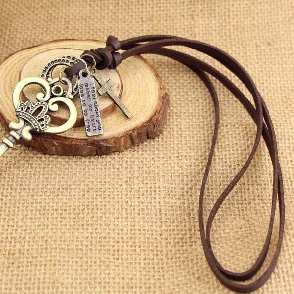 Vintage Crown Key Pendant Retro 5