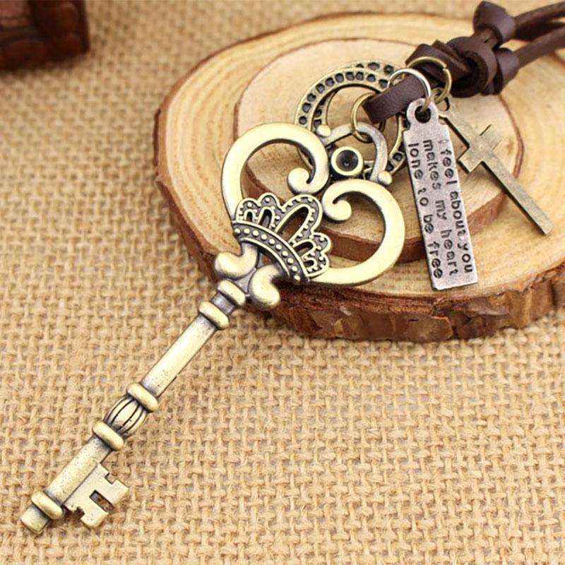 Vintage Crown Key Pendant Retro 6