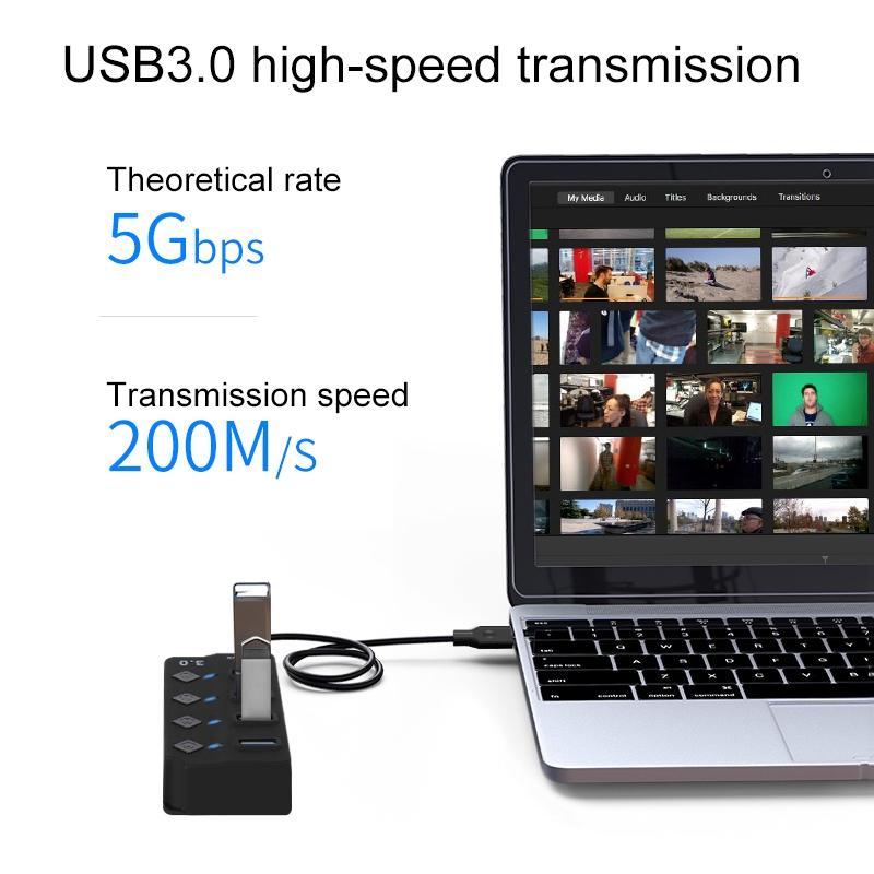 Usb 3.0 To 4 Usb 2.0 Splitter With Independent Switch 4