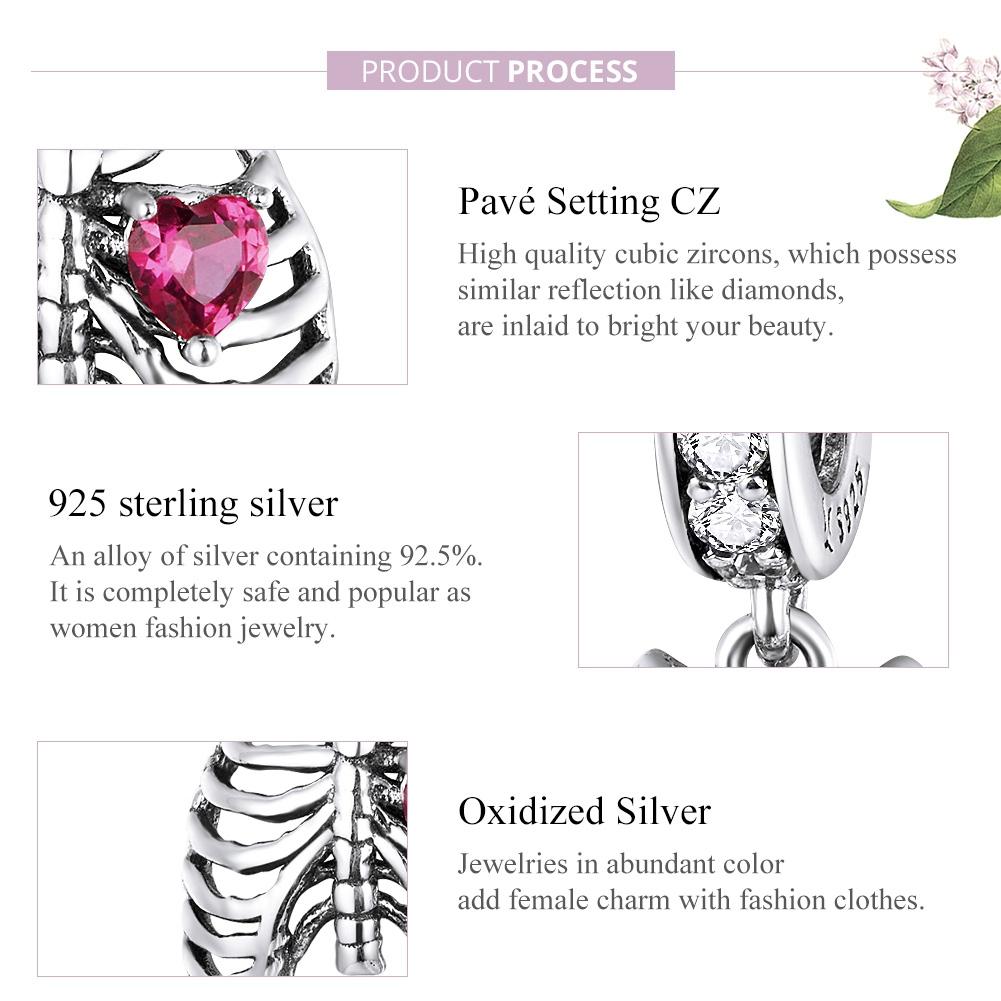 925 Sterling Silver Rib Pendant For Diy Bracelets 5