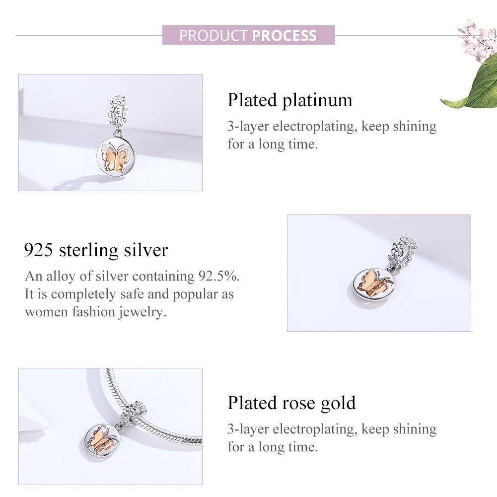 925 Sterling Silver Gold Butterfly Pendant For Diy Bracelets & Necklaces 5