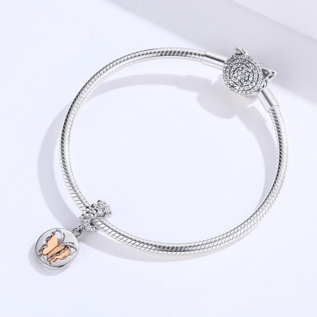 925 Sterling Silver Gold Butterfly Pendant For Diy Bracelets & Necklaces 8