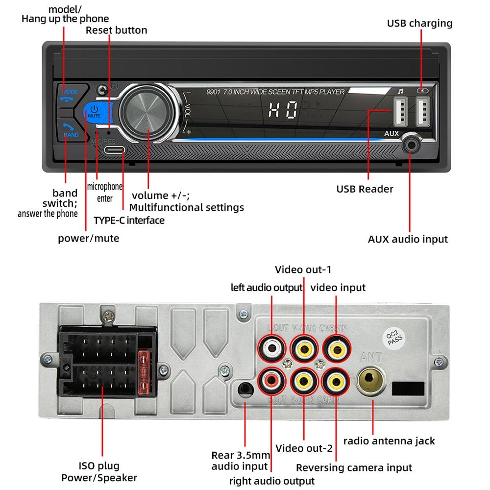 7 Inch Car Mp5 Player Fm Mobile Internet Retractable 4