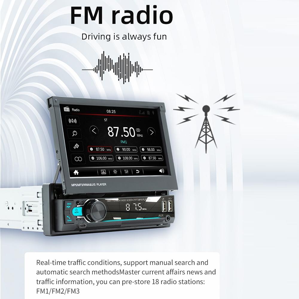 7 Inch Car Mp5 Player Fm Mobile Internet Retractable 6