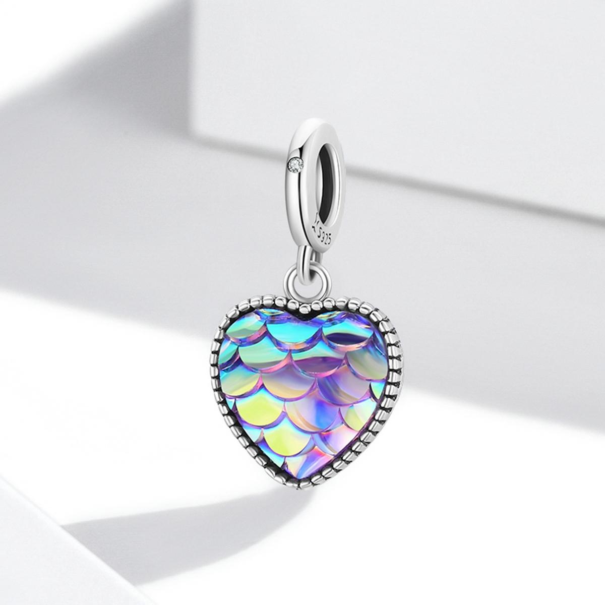 925 Sterling Silver Fish Scale Heart Pendant For Diy Bracelets & Necklaces 3