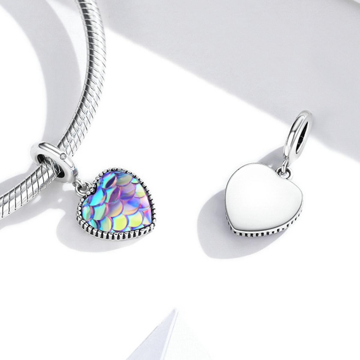 925 Sterling Silver Fish Scale Heart Pendant For Diy Bracelets & Necklaces 6