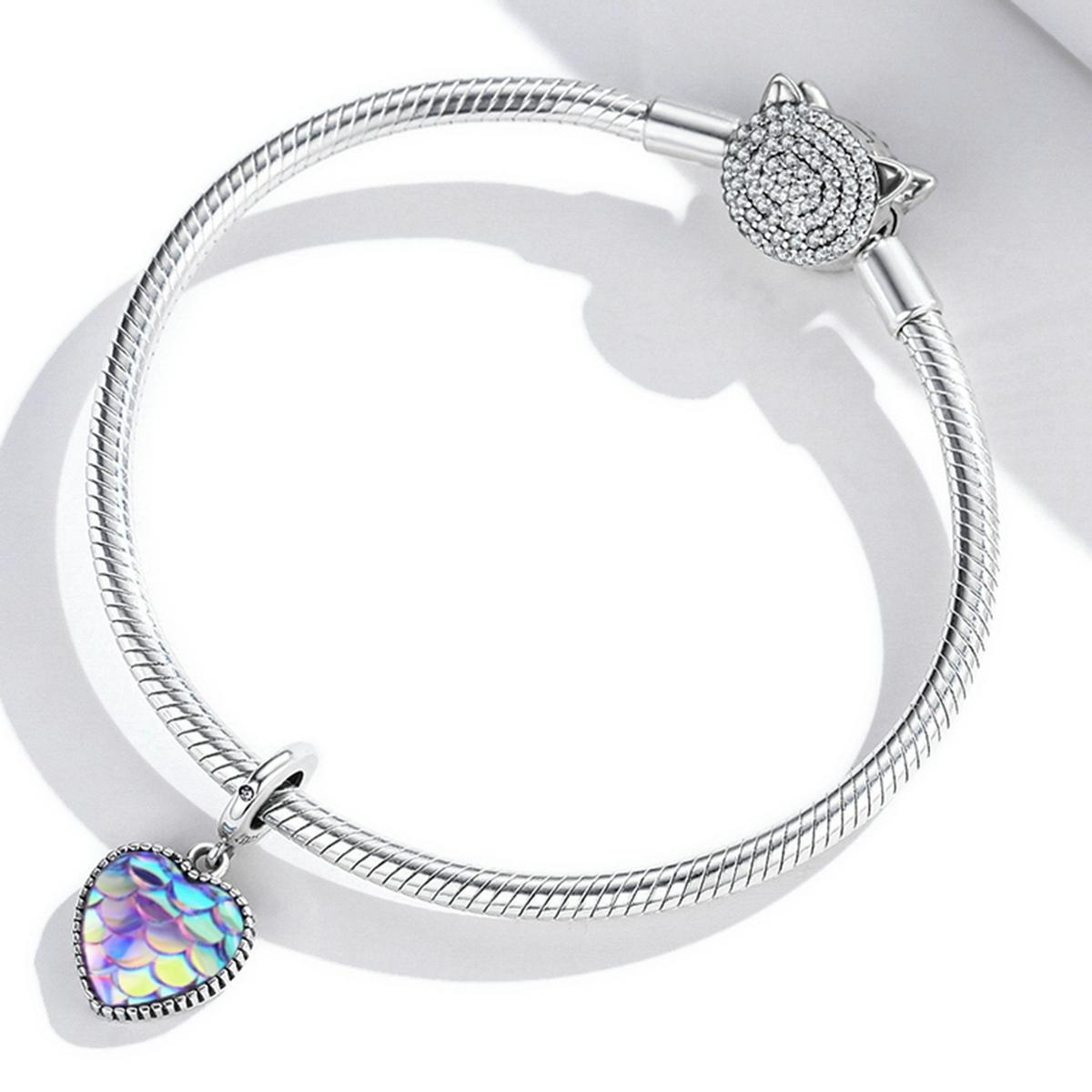 925 Sterling Silver Fish Scale Heart Pendant For Diy Bracelets & Necklaces 7