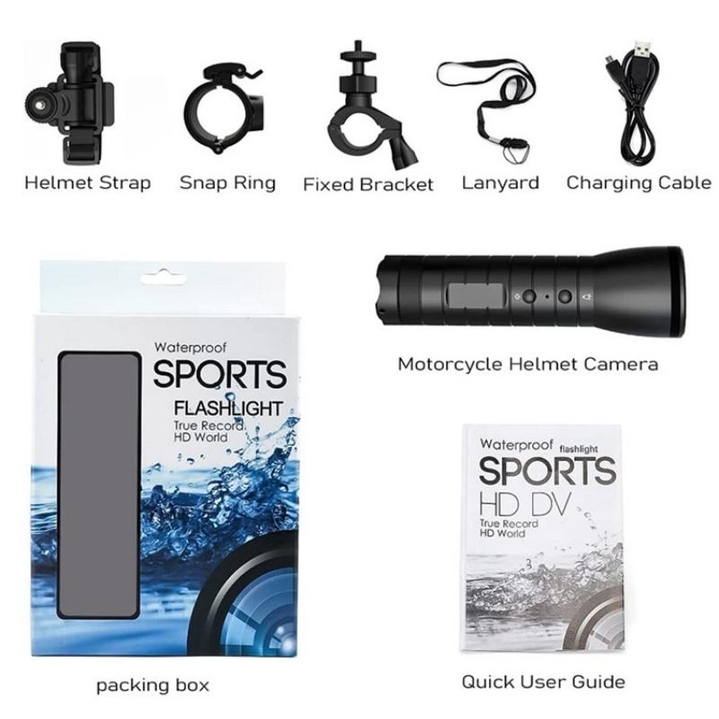 Motorcycle Helmet Camera with Flashlight and Compass - Hd Sports Video Recorder 7