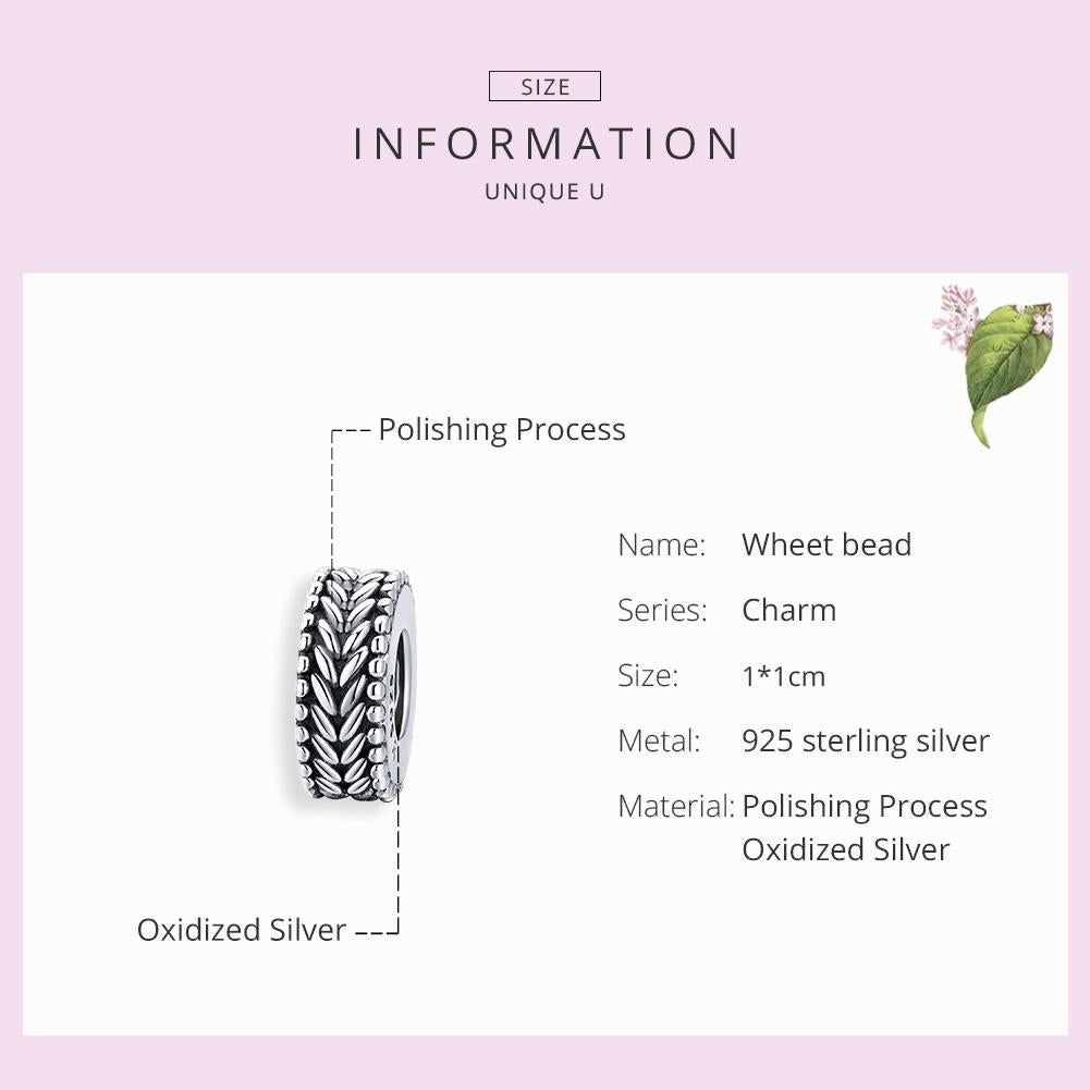 925 Sterling Silver Retro Wheat Ears Beaded Bracelet For Girls 6