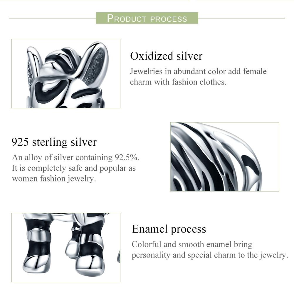 925 Sterling Silver Zebra Bead Bracelet / Necklace Accessory 5