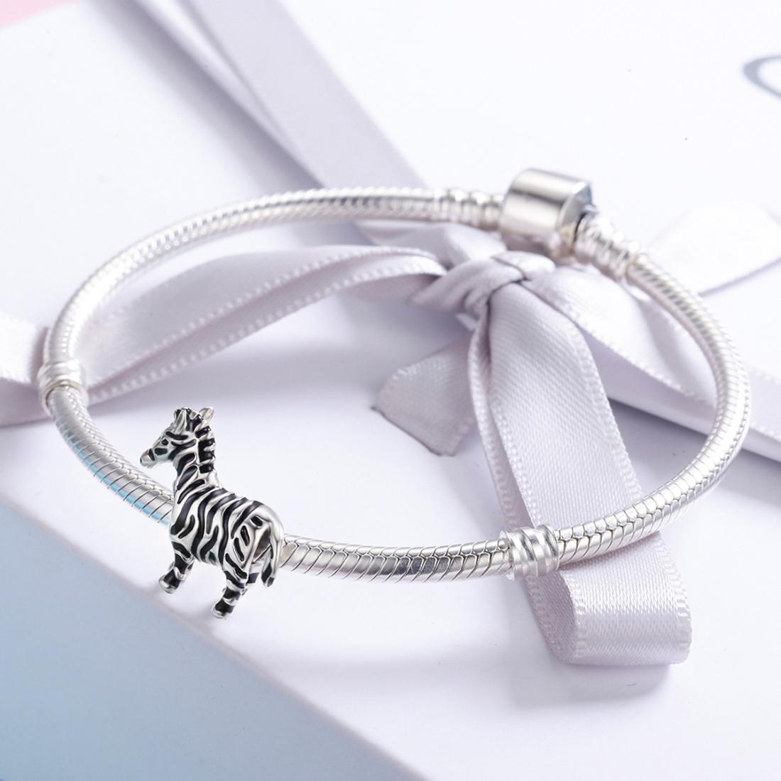 925 Sterling Silver Zebra Bead Bracelet / Necklace Accessory 7