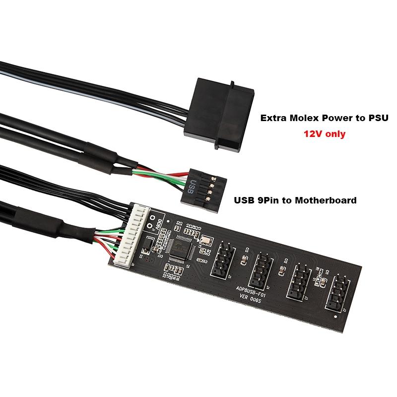 9Pin To 4 9Pin Usb 2.0 Hub For Internal Motherboard 4Pin Powered 5