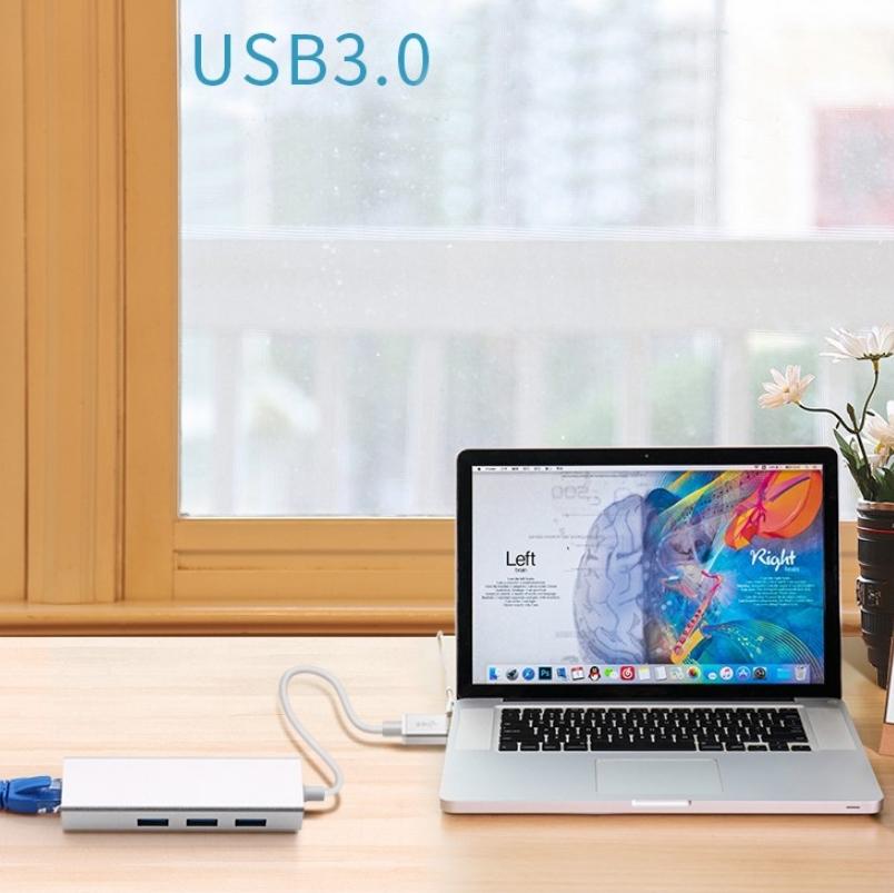 3-Port Usb 3.0 + Rj45 External Hub For Laptops 6
