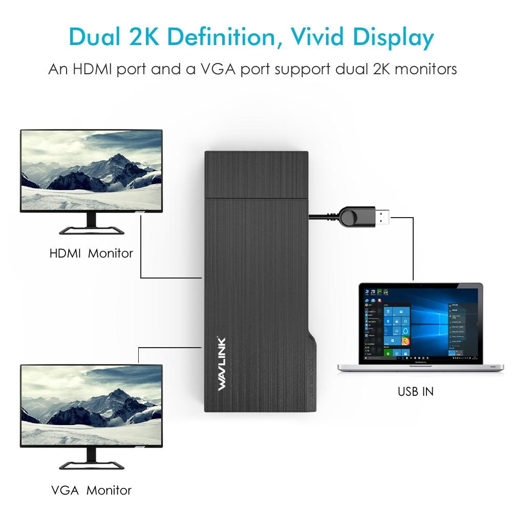 Usb3.0 Hd / Vga / Gigabit Ethernet Splitter Adapter 5