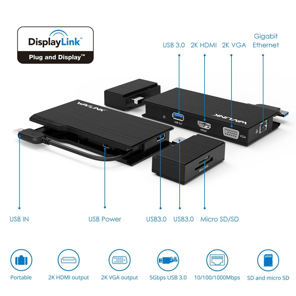 Usb3.0 Hd / Vga / Gigabit Ethernet Splitter Adapter 7