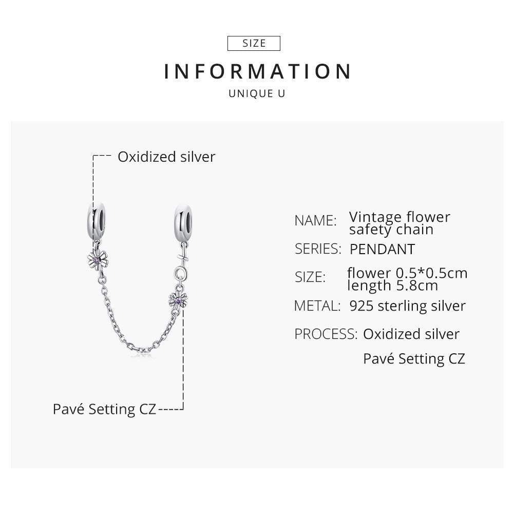 925 Sterling Silver Flower Safety Chain For Diy Bracelets & Necklaces 4