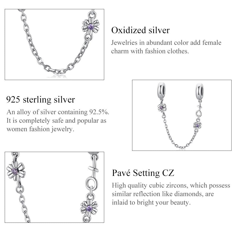 925 Sterling Silver Flower Safety Chain For Diy Bracelets & Necklaces 5