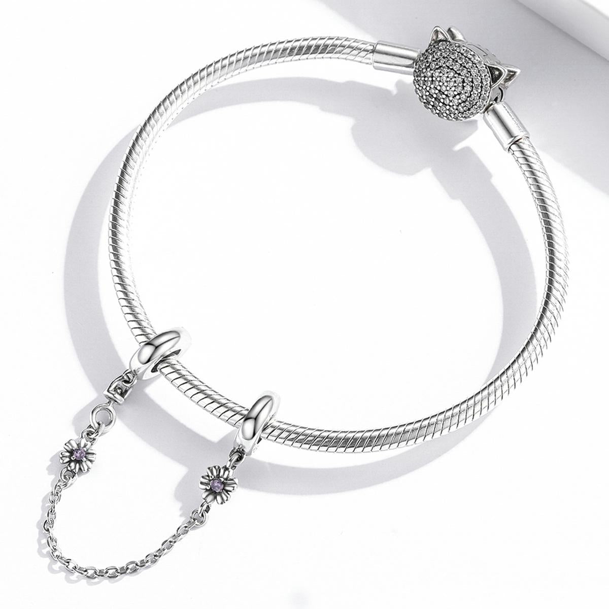 925 Sterling Silver Flower Safety Chain For Diy Bracelets & Necklaces 7
