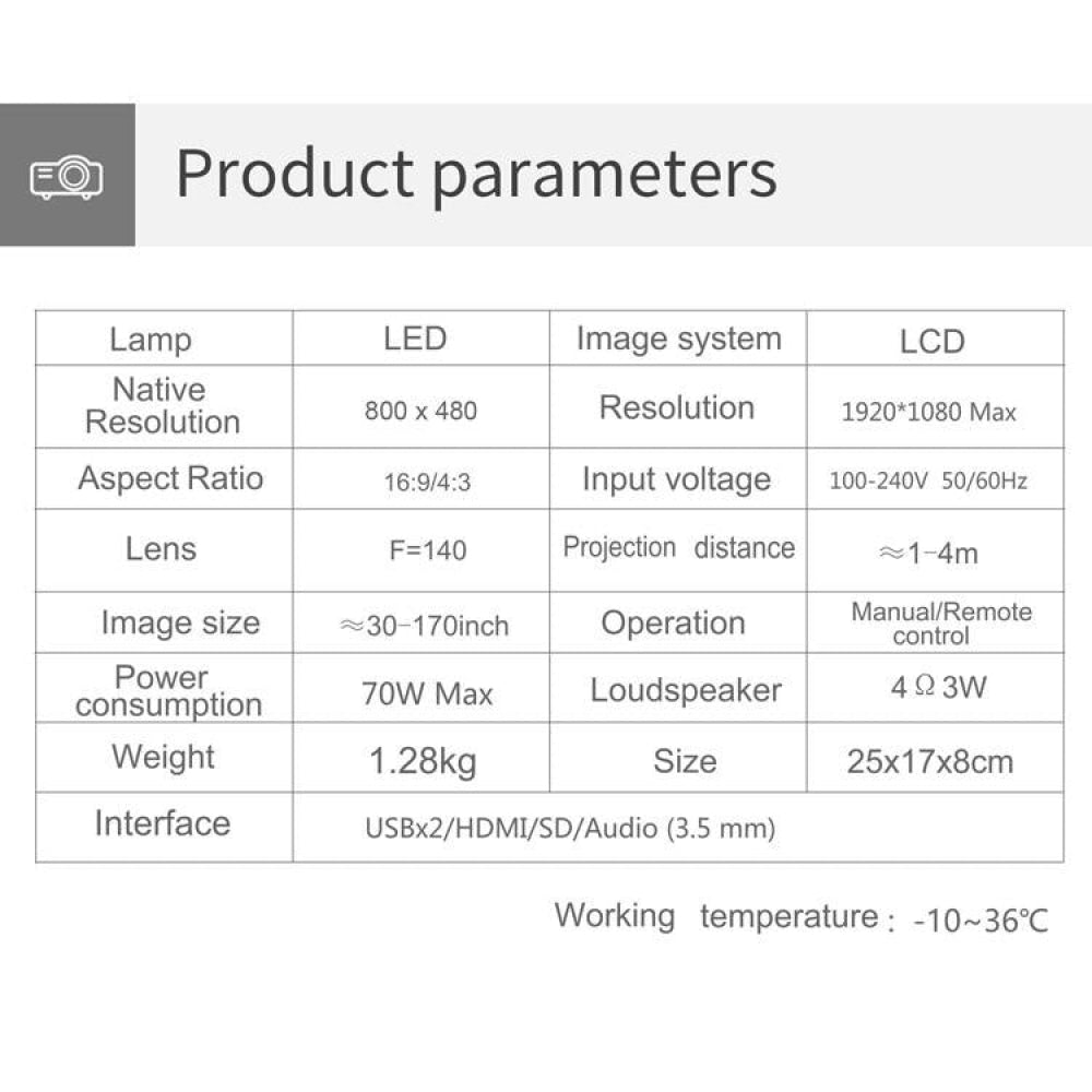 Smart Projector With 100 Ansi Lumens And 1024X600 Resolution Supports Hdmi / Sd / 2 Usb / Audio 3.5Mm Same Screen Version 3
