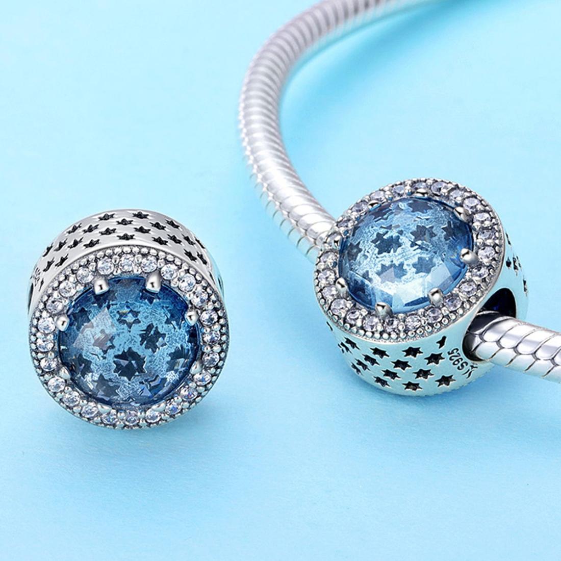 925 Sterling Silver Starry Sky Drop Oil Beads 6