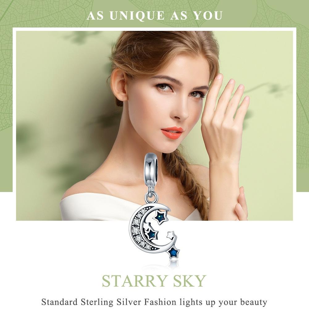 925 Sterling Silver Starry Sky Heart Pendant For Diy Bracelets 4