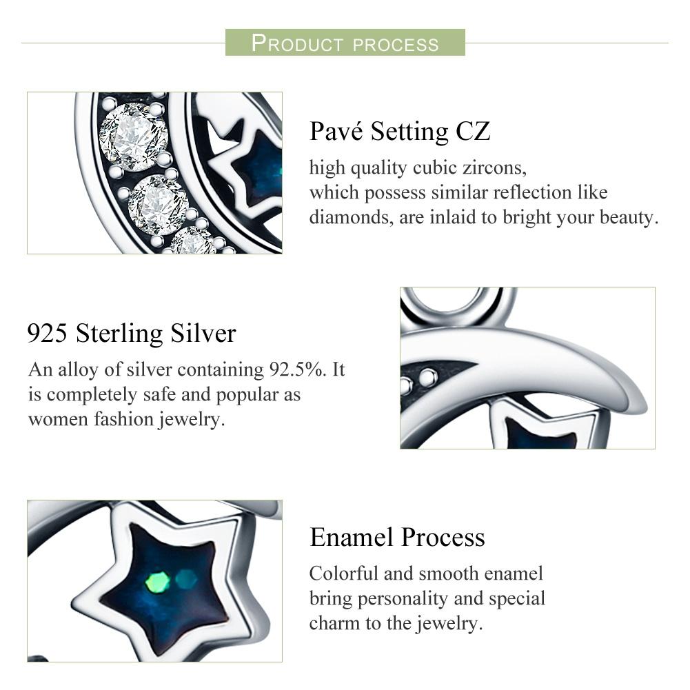 925 Sterling Silver Starry Sky Heart Pendant For Diy Bracelets 5
