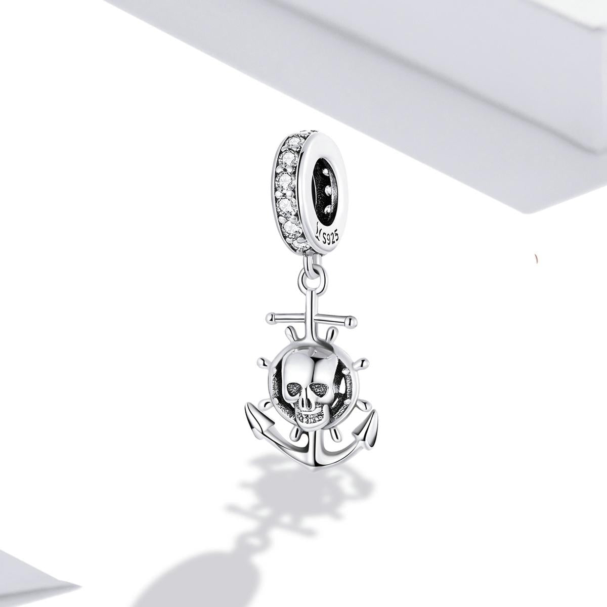 925 Sterling Silver Pirate Skull Pendant For Bracelet Or Necklace 3