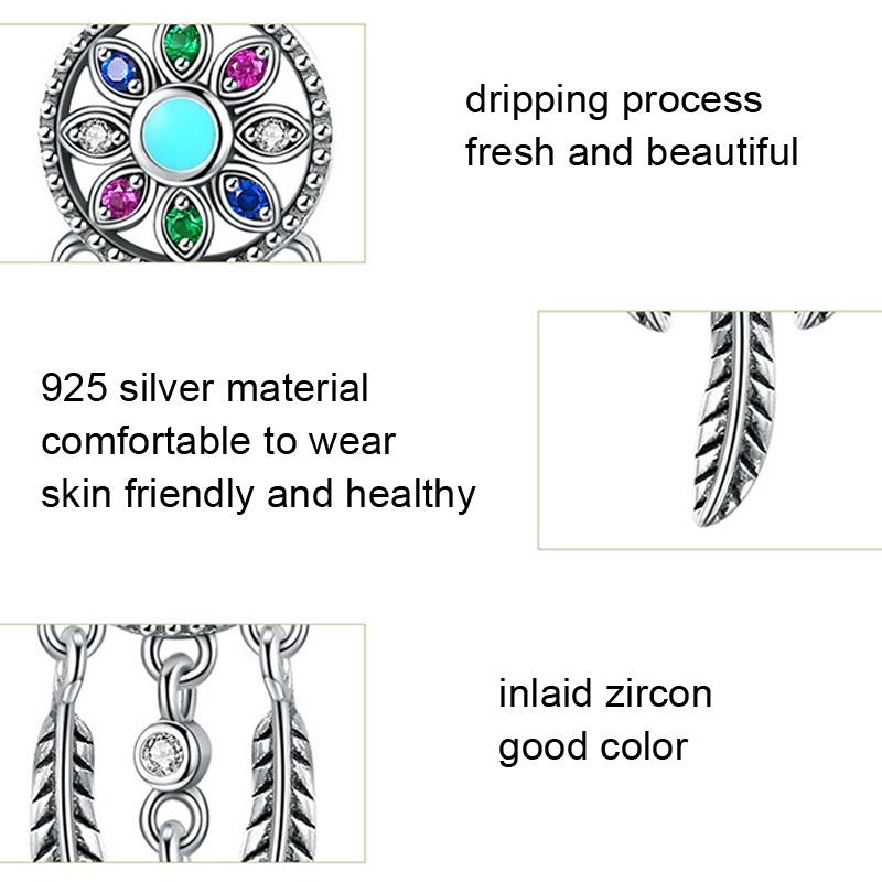 925 Sterling Silver Pearl Dream Catcher Bracelet Diy Accessory 3