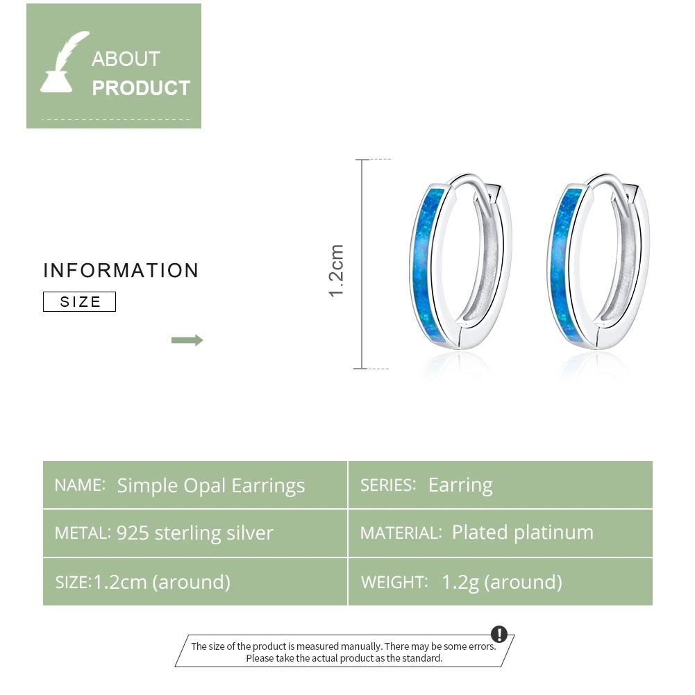 925 Sterling Silver Simple Opal Earrings For Women 5