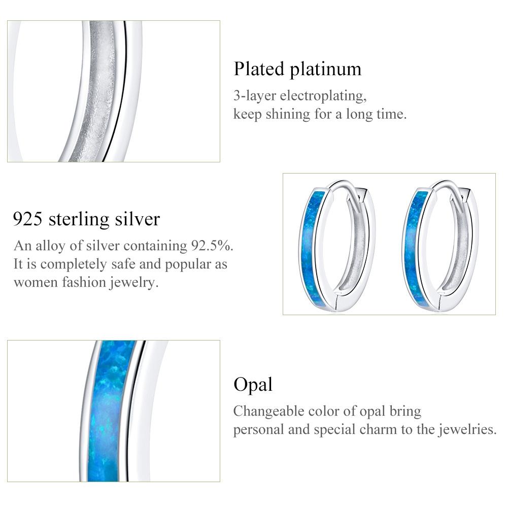 925 Sterling Silver Simple Opal Earrings For Women 6